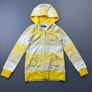 Burton Hoodie Girls Small Yellow Striped Zip Up Lightweight Casual Jacket Kids